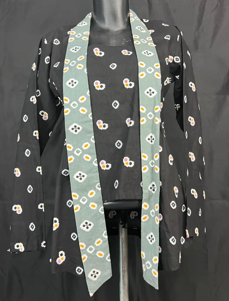 Kebaya Jumput Print Hitam
