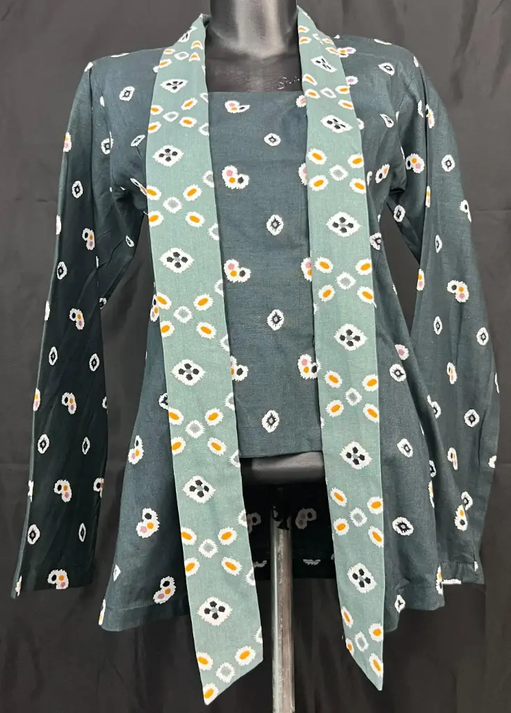 Kebaya Jumput Print Abu-abu