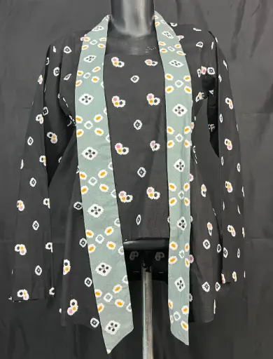Kebaya Jumput Print Hitam