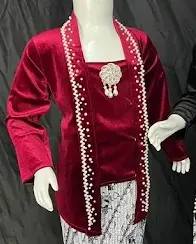 Kebaya Bludru Payet Merah Anak