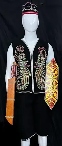 (Setelan) Adat Dayak Anak Hitam Premium