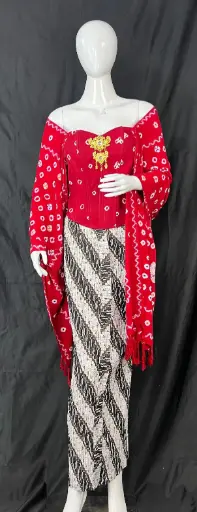 Setelan Kamisol Jumput Merah